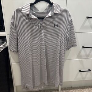 Under Armour Men's Polo Shirt - Black and White Stripes